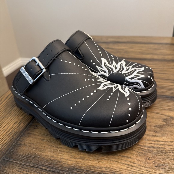 Dr. Martens Shoes - Dr. Martens Zebzag Mule Solar Flare Black Embroidered Leather Women's US 8 ..S13